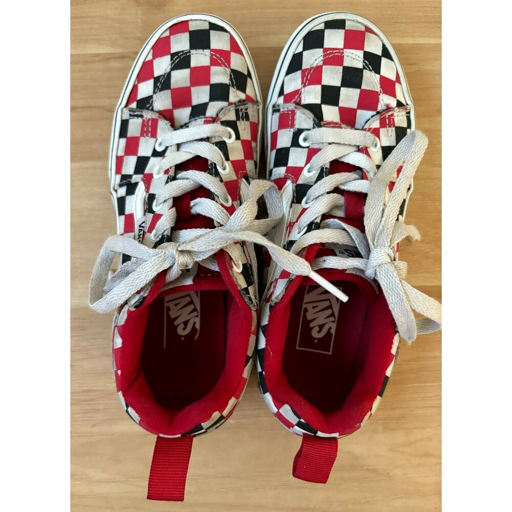 VANS Old Skool Filmore Skate Checkered Shoes US Youth size 1 Red Black $50